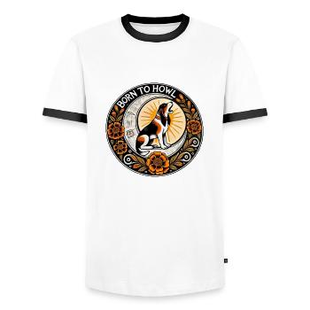 Geboren, um zu heulen - Männer Kontrast-T-Shirt - Weiß/Schwarz - Vorne - AI Model Female 172 light (172cm) & AI Model Male 178 dark (178cm)