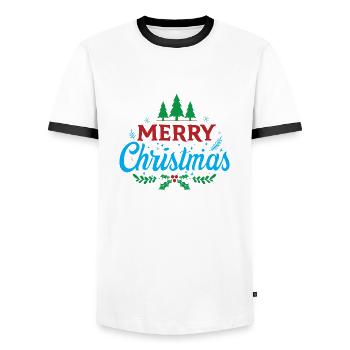 Merry Christmas - Men's Ringer Shirt - white/black - Front - AI Model Female 172 light (172cm) & AI Model Male 178 dark (178cm)