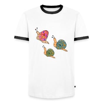 Schnecken - Männer Kontrast-T-Shirt - Weiß/Schwarz - Vorne - AI Model Female 172 light (172cm) & AI Model Male 178 dark (178cm)