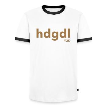 hdgdl hab dich ganz doll lieb Y2k braun - Männer Kontrast-T-Shirt - Weiß/Schwarz - Vorne - AI Model Female 172 light (172cm) & AI Model Male 178 dark (178cm)