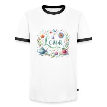 Lena Name Vorname Watercolor - Männer Kontrast-T-Shirt - Weiß/Schwarz - Vorne - AI Model Female 172 light (172cm) & AI Model Male 178 dark (178cm)