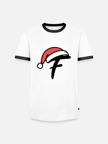 Letter F Christmassy - Men's Ringer Shirt - white/black