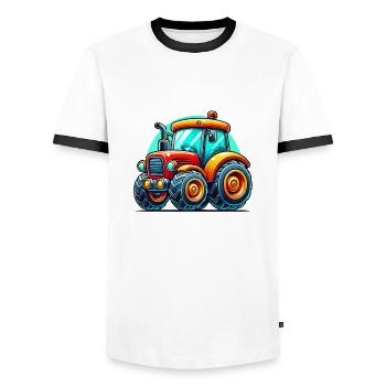 Traktor - Männer Kontrast-T-Shirt - Weiß/Schwarz - Vorne - AI Model Female 172 light (172cm) & AI Model Male 178 dark (178cm)