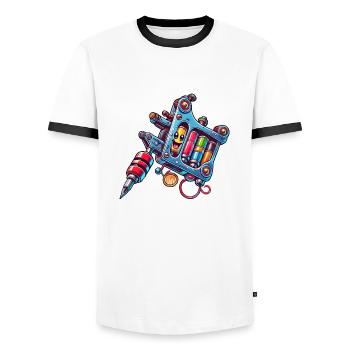 tattoo maschine - Männer Kontrast-T-Shirt - Weiß/Schwarz - Vorne - AI Model Female 172 light (172cm) & AI Model Male 178 dark (178cm)