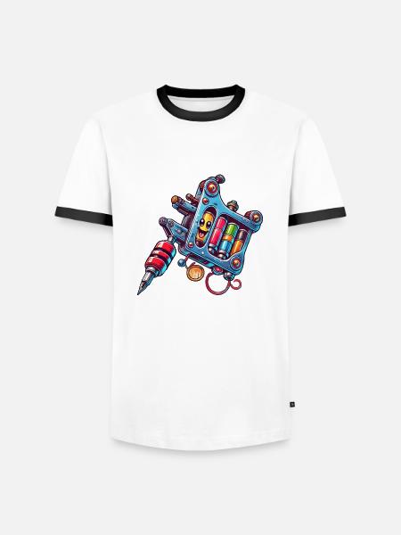 tattoo machine - Men's Ringer Shirt - white/black