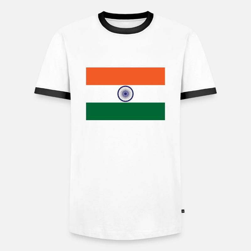 Indien - Männer Kontrast-T-Shirt - Weiß/Schwarz