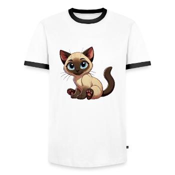 Siamkatze Baby png - Männer Kontrast-T-Shirt - Weiß/Schwarz - Vorne - AI Model Female 172 light (172cm) & AI Model Male 178 dark (178cm)