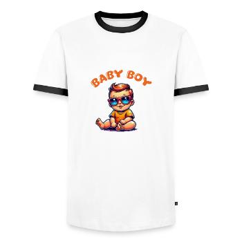 baby comic - Männer Kontrast-T-Shirt - Weiß/Schwarz - Vorne - AI Model Female 172 light (172cm) & AI Model Male 178 dark (178cm)