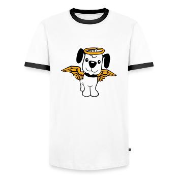 Chien Ange Halo Ailes Ange Ciel - T-shirt contrasté Homme - blanc/noir - Devant - AI Model Female 172 light (172cm) & AI Model Male 178 dark (178cm)