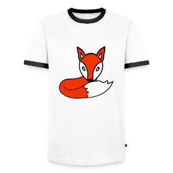 Fox Red Fox Forest Animal Clever Cute Wild Dog - Men's Ringer Shirt - white/black - Front - AI Model Female 172 light (172cm) & AI Model Male 178 dark (178cm)