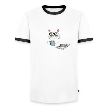Wenn Ungerechtigkeit zum Gesetz wird, wird Widerstand zur Pflicht - Männer Kontrast-T-Shirt - Weiß/Schwarz - Vorne - AI Model Female 172 light (172cm) & AI Model Male 178 dark (178cm)