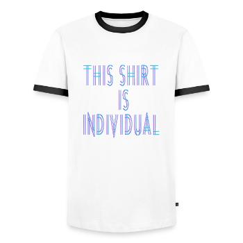 Custom Design Fun Saying - Men's Ringer Shirt - white/black - Front - AI Model Female 172 light (172cm) & AI Model Male 178 dark (178cm)