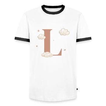 Letter l clouds stars - Men's Ringer Shirt - white/black - Front - AI Model Female 172 light (172cm) & AI Model Male 178 dark (178cm)