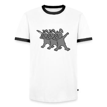 3 Bunnies Dabbing Dab Dance Pose Dancing Party Celebrate - Men's Ringer Shirt - white/black - Front - AI Model Female 172 light (172cm) & AI Model Male 178 dark (178cm)