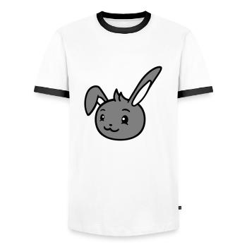Bunny rabbit looks cute sideways to the side - Men's Ringer Shirt - white/black - Front - AI Model Female 172 light (172cm) & AI Model Male 178 dark (178cm)