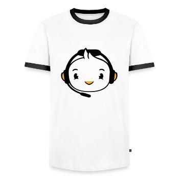 Duck Gamer Gaming Voice Chat Headset Console Game - Men's Ringer Shirt - white/black - Front - AI Model Female 172 light (172cm) & AI Model Male 178 dark (178cm)