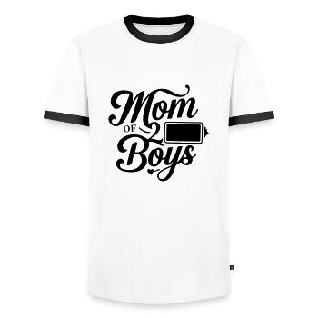 Mutter von 2 Jungs - Männer Kontrast-T-Shirt - Weiß/Schwarz - Vorne - AI Model Female 172 light (172cm) & AI Model Male 178 dark (178cm)