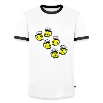 Beer Beer Mug Icon - Men's Ringer Shirt - white/black - Front - AI Model Female 172 light (172cm) & AI Model Male 178 dark (178cm)