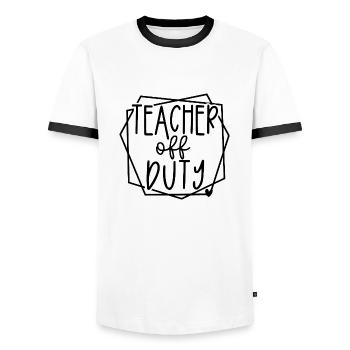 Teacher Off Duty Fun Relaxation Time Design - Men's Ringer Shirt - white/black - Front - AI Model Female 172 light (172cm) & AI Model Male 178 dark (178cm)
