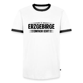 Erzgebirge einfach echt - Männer Kontrast-T-Shirt - Weiß/Schwarz - Vorne - AI Model Female 172 light (172cm) & AI Model Male 178 dark (178cm)