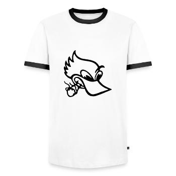 Smoking Duck - T-shirt contrasté Homme - blanc/noir - Devant - AI Model Female 172 light (172cm) & AI Model Male 178 dark (178cm)