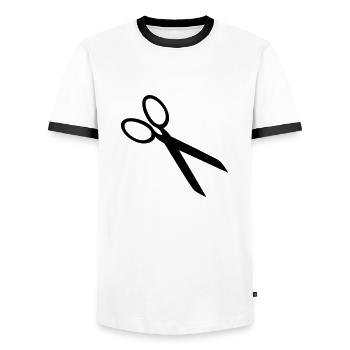 Schere - Männer Kontrast-T-Shirt - Weiß/Schwarz - Vorne - AI Model Female 172 light (172cm) & AI Model Male 178 dark (178cm)
