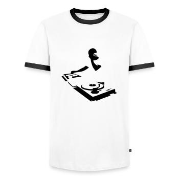 DJ - T-shirt contrasté Homme - blanc/noir - Devant - AI Model Female 172 light (172cm) & AI Model Male 178 dark (178cm)