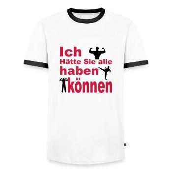junggesellenabschied - Männer Kontrast-T-Shirt - Weiß/Schwarz - Vorne - AI Model Female 172 light (172cm) & AI Model Male 178 dark (178cm)