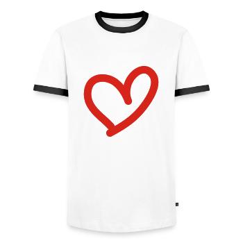 Herz- - Männer Kontrast-T-Shirt - Weiß/Schwarz - Vorne - AI Model Female 172 light (172cm) & AI Model Male 178 dark (178cm)