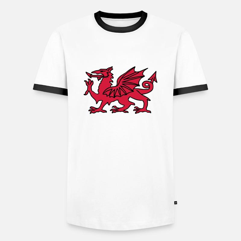 Waliser Drache - Männer Kontrast-T-Shirt - Weiß/Schwarz