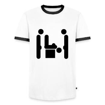 sex - Männer Kontrast-T-Shirt - Weiß/Schwarz - Vorne - AI Model Female 172 light (172cm) & AI Model Male 178 dark (178cm)