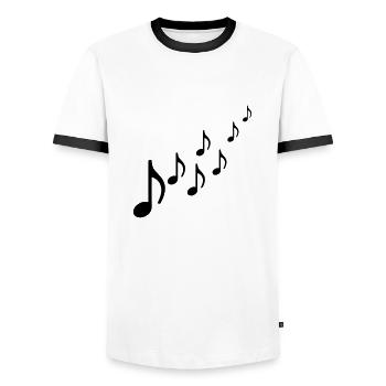 Musiker Noten Aufsteigend - Männer Kontrast-T-Shirt - Weiß/Schwarz - Vorne - AI Model Female 172 light (172cm) & AI Model Male 178 dark (178cm)