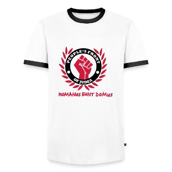 Peolpes Front of Judea - Männer Kontrast-T-Shirt - Weiß/Schwarz - Vorne - AI Model Female 172 light (172cm) & AI Model Male 178 dark (178cm)
