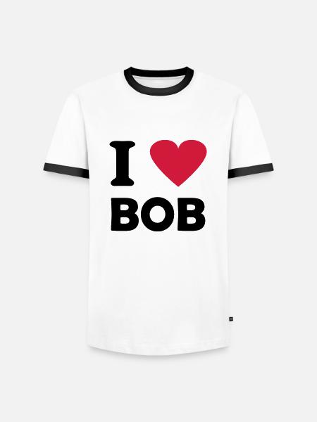 bob - Männer Kontrast-T-Shirt - Weiß/Schwarz