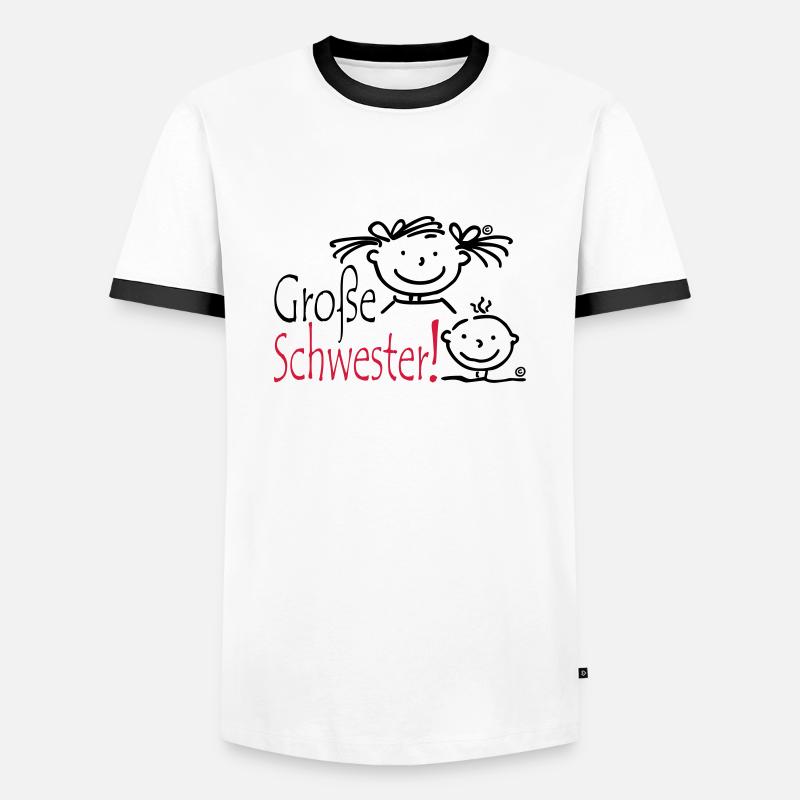 Grosse Schwester - Männer Kontrast-T-Shirt - Weiß/Schwarz
