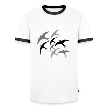 Hirondelles vers le sud - T-shirt contrasté Homme - blanc/noir - Devant - AI Model Female 172 light (172cm) & AI Model Male 178 dark (178cm)