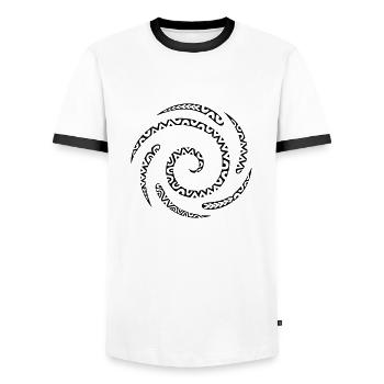 Spirale maori - T-shirt contrasté Homme - blanc/noir - Devant - AI Model Female 172 light (172cm) & AI Model Male 178 dark (178cm)