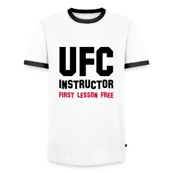 ufc instructor - Men's Ringer Shirt - white/black - Front - AI Model Female 172 light (172cm) & AI Model Male 178 dark (178cm)