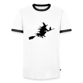 Hexe - Männer Kontrast-T-Shirt - Weiß/Schwarz - Vorne - AI Model Female 172 light (172cm) & AI Model Male 178 dark (178cm)
