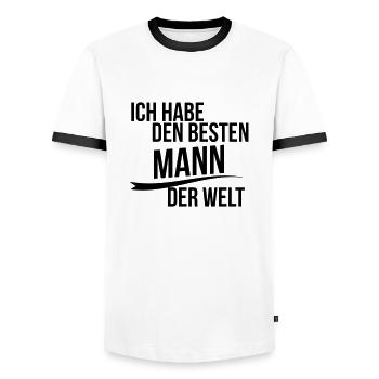 Ich habe den besten mann der welt - Männer Kontrast-T-Shirt - Weiß/Schwarz - Vorne - AI Model Female 172 light (172cm) & AI Model Male 178 dark (178cm)