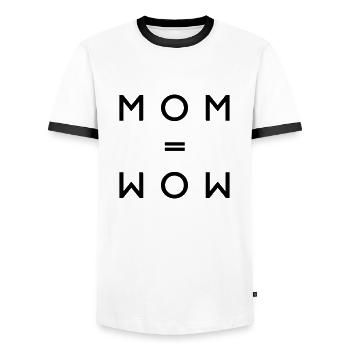 MOM - WOW - Männer Kontrast-T-Shirt - Weiß/Schwarz - Vorne - AI Model Female 172 light (172cm) & AI Model Male 178 dark (178cm)