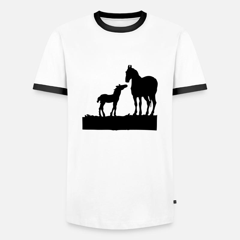 Pferd - Männer Kontrast-T-Shirt - Weiß/Schwarz