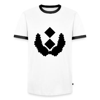 Oberstleutnant Dienstgrad - Männer Kontrast-T-Shirt - Weiß/Schwarz - Vorne - AI Model Female 172 light (172cm) & AI Model Male 178 dark (178cm)