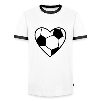 Fussball Herz 1c - Männer Kontrast-T-Shirt - Weiß/Schwarz - Vorne - AI Model Female 172 light (172cm) & AI Model Male 178 dark (178cm)