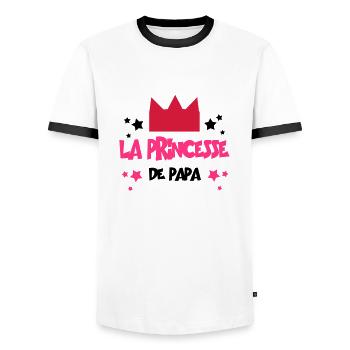 la princesse de papa - T-shirt contrasté Homme - blanc/noir - Devant - AI Model Female 172 light (172cm) & AI Model Male 178 dark (178cm)