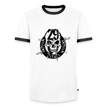 tete de mort breton 29 breizhpirate leader - T-shirt contrasté Homme - blanc/noir - Devant - AI Model Female 172 light (172cm) & AI Model Male 178 dark (178cm)