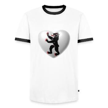Herz (Appenzell Innerrhoden) - Männer Kontrast-T-Shirt - Weiß/Schwarz - Vorne - AI Model Female 172 light (172cm) & AI Model Male 178 dark (178cm)