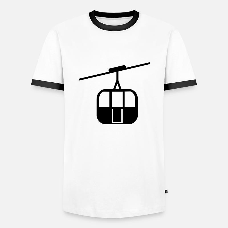 Seilbahn - Männer Kontrast-T-Shirt - Weiß/Schwarz