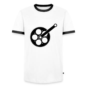 bike_einzelteil02 - Men's Ringer Shirt - white/black - Front - AI Model Female 172 light (172cm) & AI Model Male 178 dark (178cm)