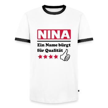 nina - Männer Kontrast-T-Shirt - Weiß/Schwarz - Vorne - AI Model Female 172 light (172cm) & AI Model Male 178 dark (178cm)